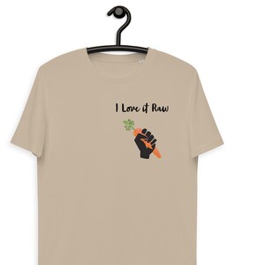 I Love Like it Raw Funny Cute Raw Vegan Vegetarian Unisex Organic Cotton Vegan T shirt Pocket Design | Vegetable Organic Farmer Gift TShirt