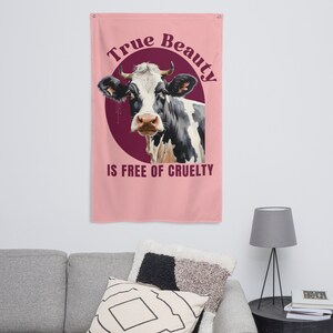 Pink True beauty is Free of Cruelty Be kind To All Kind Flag - Vegan Activism Flag