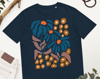 Boho Floral Organic Cotton T-shirt: Vintage Wildflower Botanical Tee