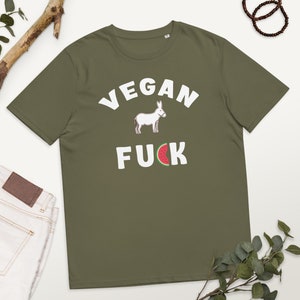 Vegan AF – Ass Animal image - Watermelon - Funny Vegan Unisex Organic Cotton T-shirt - Animal liberation - Vegan clothing - Vegetarian shirt