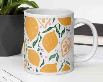 Zitronen Print Kaffeebecher: Citrus Kitchen Decor