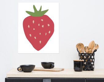 Stampa di fragole retrò: decorazione murale minimalista per la cucina (SENZA CORNICE)
