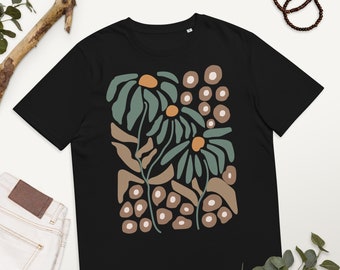 Boho Floral T-shirt: Vintage Botanical Organic Cotton Tee