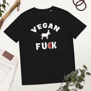Vegan AF – Ass Animal image - Watermelon - Funny Vegan Unisex Organic Cotton T-shirt - Animal liberation - Vegan clothing - Vegetarian shirt