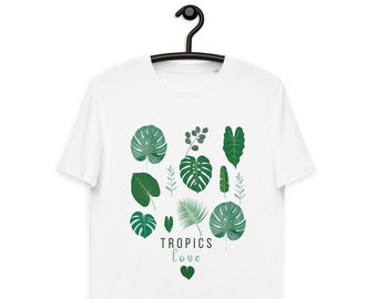 Camiseta unissex de algodão orgânico Plant Tropics - Presente para amantes de plantas