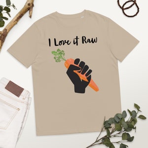 I Love Like it Raw Funny Cute Raw Vegan Vegetarian Unisex Organic Cotton T shirt | Vegetable Organic Farmer Gardener Gift TShirt Tee