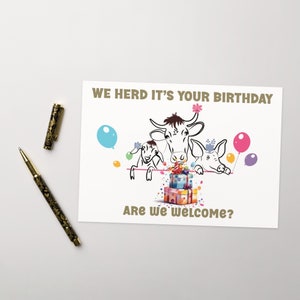 We Herd Its Your Birthday Funny Farm Animal Birthday Card – Carte d’anniversaire drôle végétalienne - Carte d’anniversaire végétarienne - Carte d’amoureux des animaux