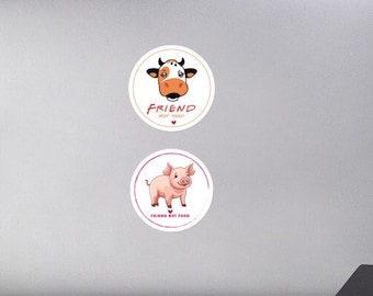 Pegatina de vaca y cerdo (no comida) - Pegatina vegana - Pegatina de derechos de los animales - Pegatina vegetariana - Pegatina troquelada - Pegatinas sin burbujas