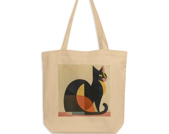 Cat Illustration Tote Bag – 100% Organic Tote Bag - Cat Lover Gift - Animal Tote bag - Cute tote bag – Shopping Bag – Cat Gifts - Eco Tote