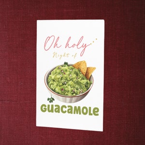 Oh Holy Night Of Guacamole Funny Vegan Greeting card - Carte végétalienne mignonne – Carte Guacamole - Carte de Noël végétarienne – Carte de Noël végétalienne