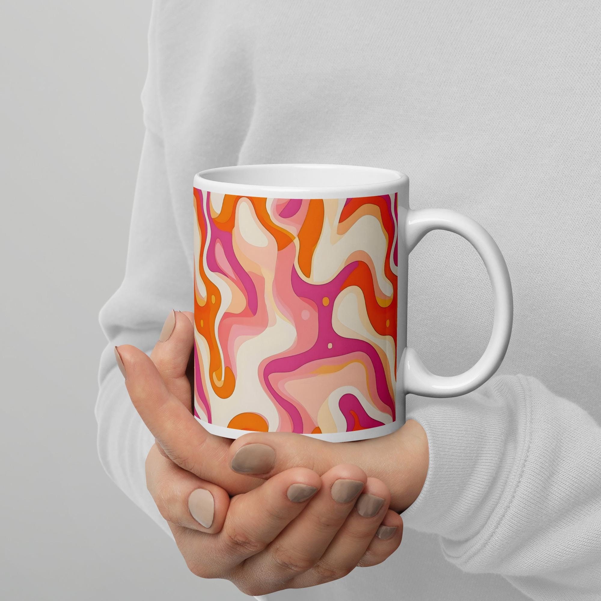 Retro Psychedelic Mug  70s Swirl Print Glossy White Coffee Cup | Groovy  Vintage-inspired Gift | Funky Colorful Kitchen Boho Vibes - Etsy