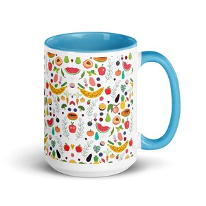 Fruits and Vegetables Mug with Color- Gift for Vegans – Gift for Vegetarian - Cottagecore Coffee Mug – Gift for Gardner plant lover