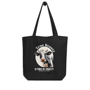 True Beauty Eco Tote Bag | Vegan Eco Tote Bag - Cute Vegan Aesthetic Bag – Gift for Vegan - Vegetarian Bag - Grocery Bag - Vegan clothing