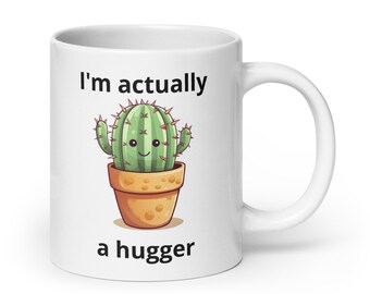 Cactus Hugger Ceramic Coffee Mug - Funny Plant Lover Gift