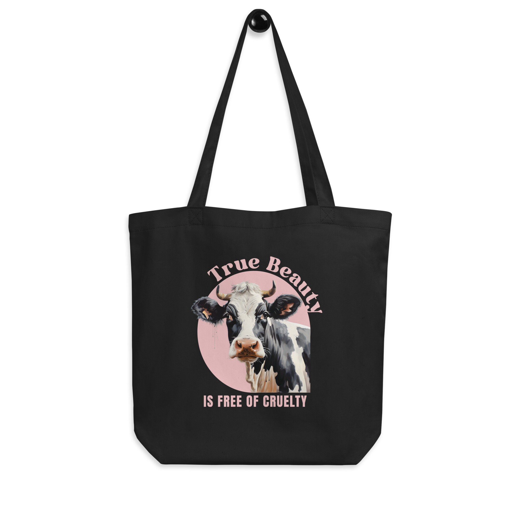 Vegan Tote bag - True Beauty is Free of Cruelty - Animal liberation - Vegan clothing - Eco Tote bag