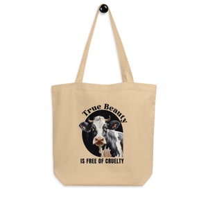 True Beauty Eco Tote Bag | Vegan Eco Tote Bag - Cute Vegan Aesthetic Bag – Gift for Vegan - Vegetarian Bag - Grocery Bag - Vegan clothing