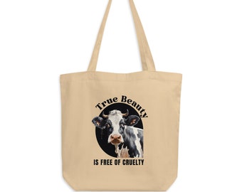 True Beauty Eco Tote Bag | Vegan Eco Tote Bag - Cute Vegan Aesthetic Bag – Gift for Vegan - Vegetarian Bag - Grocery Bag - Vegan clothing