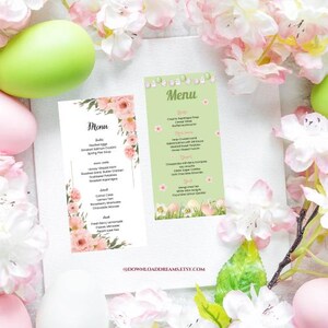 Editable Easter Menus Template | Printable Easter Dinner Menus PDF