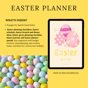 Instant download planner Easter meal planner  Easter party planner Easter activity planner Easter journal Easter planner Digital