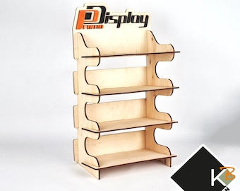 Wooden portable retail display. Promo stand for products. Promo display for products. Any logo. Wooden display for goods. Exhibition display