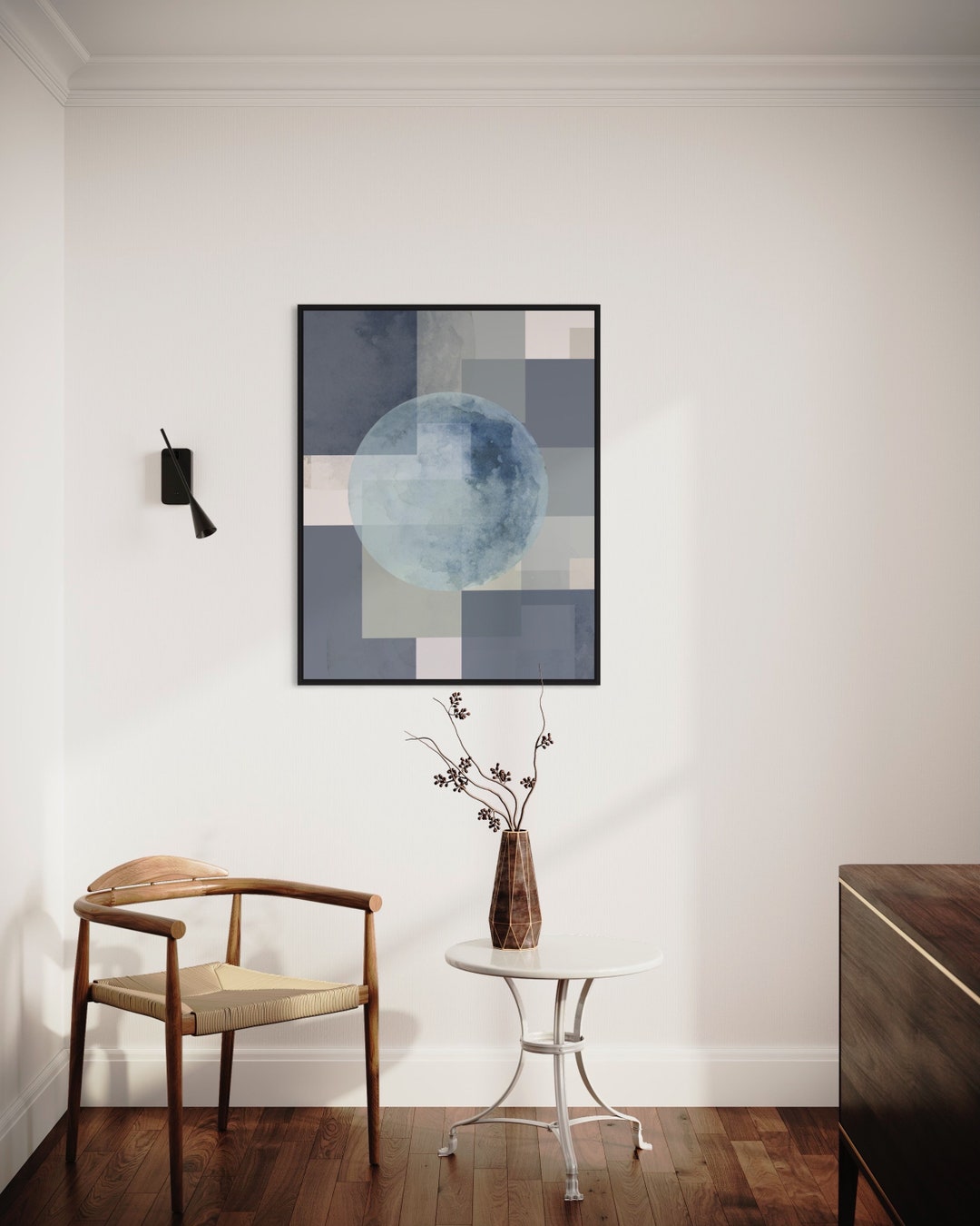 Navy Blue Wall Art Dark Blue Wall Art Modern Wall Decor Etsy