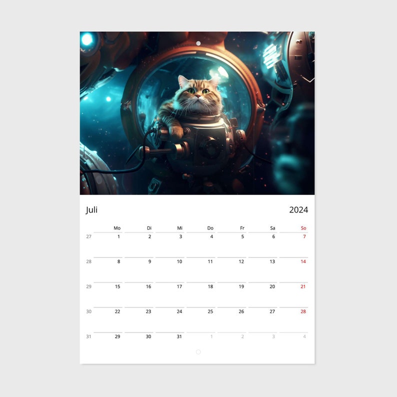 Space Cats Calendar 2025, Cat Wall Calendar, Cats in Space Annual