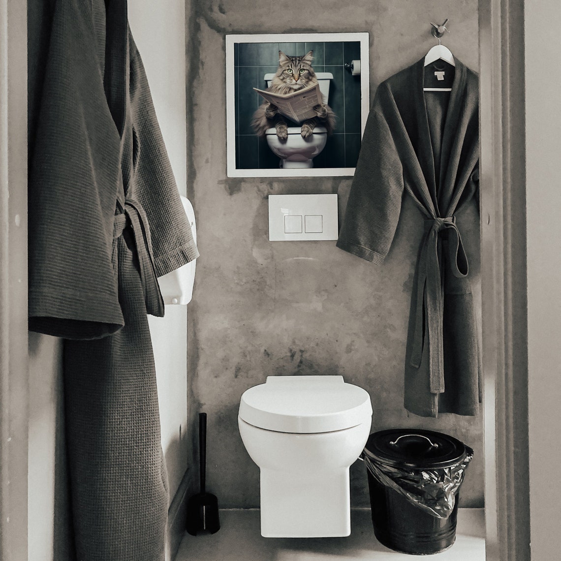 Funny Bathroom Cat Poster, Wall Art, Toilet Decor, Cat-themed Art Print ...
