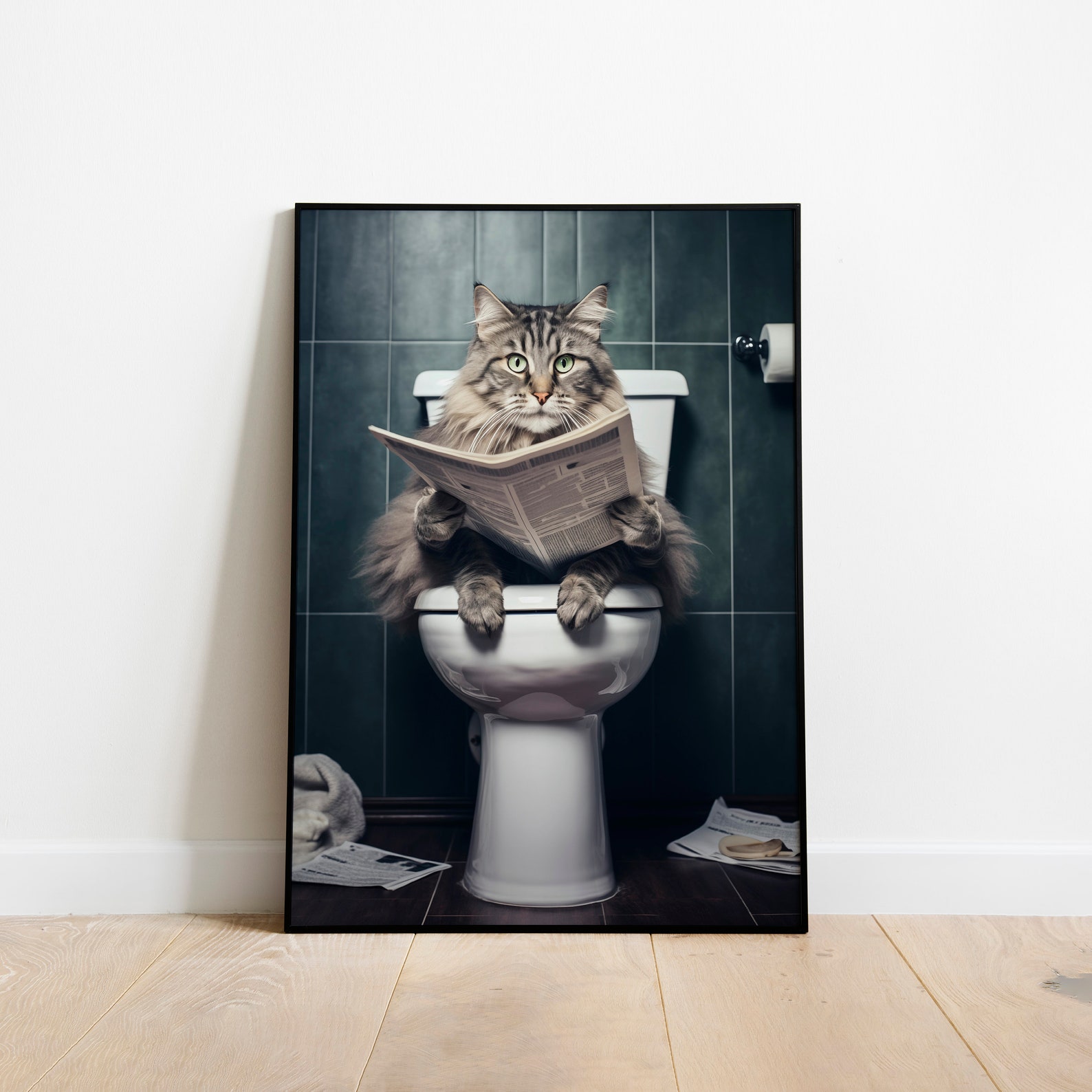 Funny Bathroom Cat Poster, Wall Art, Toilet Decor, Cat-themed Art Print ...