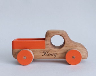 Personalized wooden toy car - New Baby gift - Natural nursery decoration - Pickup truck toy - Waldorf Playroom