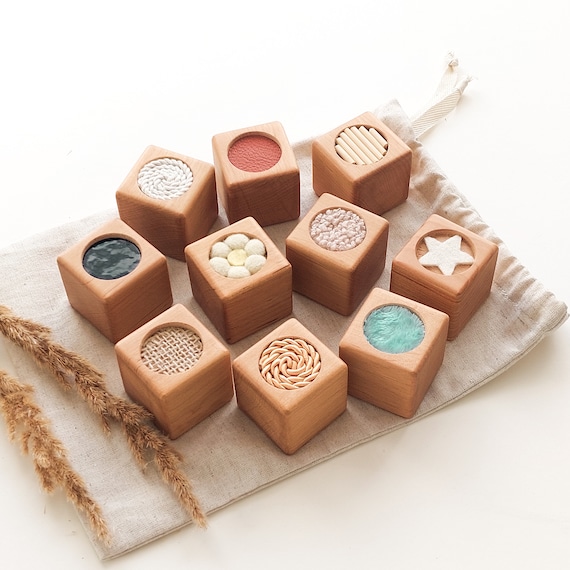 Montessori Sensory Blocks - Wooden Toys for Toddlers - Baby