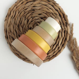 Wooden Ring Stacker - Montessori Stacking Toy, Natural Wood Pyramid, Earth Tone Baby Toy, Scandi Nursery Decor