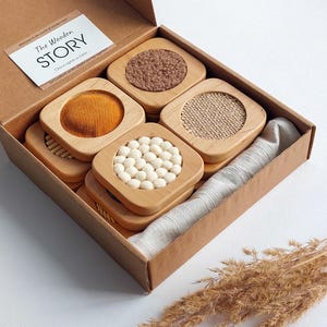 Wooden sensory cards  - Montessori wooden toys - Baby shower gift - Educational toys for toddlers - Tactile Toy for Motor Skill Development