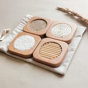 Carte sensoriali in legno - Giocattoli in legno Montessori - Regalo per baby shower - Giocattoli educativi per bambini piccoli - Giocattolo tattile per lo sviluppo delle capacità motorie