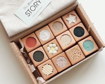 Blocs sensoriels Montessori - Jouets en bois pour tout-petits - Jouets sensoriels pour bébés - Cadeau de premier anniversaire - Jouets montessori pour tout-petits - Blocs en bois