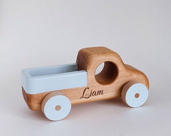 Personalized wooden truck toy  - Monochrome nursery decoration - Handmade wooden toys - Mimi gift - Engraving toddler toy