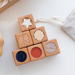 Montessori sensory blocks Wooden toys for toddlers Baby sensory toys First birthday gift Toddler montessori toys Wooden blocks Set of 6 blocks