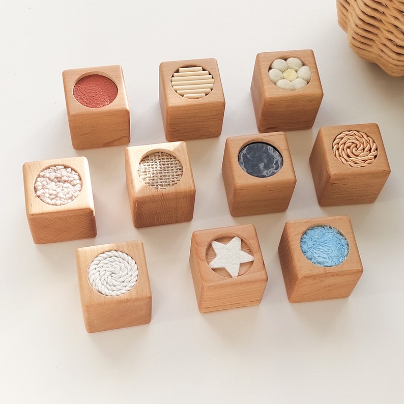 Montessori sensory blocks Wooden toys for toddlers Baby sensory toys First birthday gift Toddler montessori toys Wooden blocks image 6