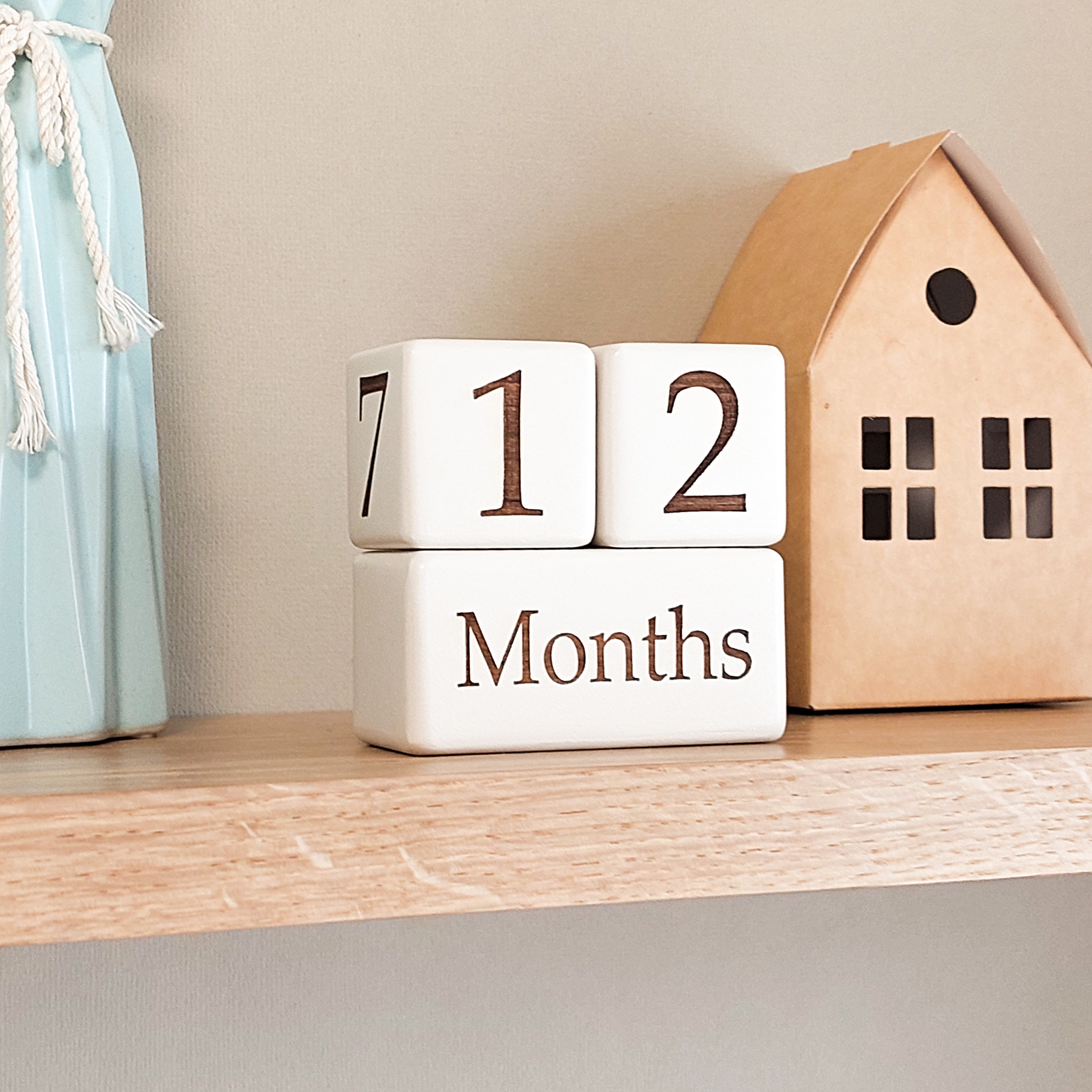 Baby Milestone Wooden Blocks - Newborn Photo Prop, Alder Wood