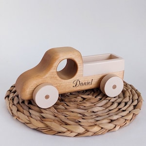 Personalized wooden truck  - Boho nursery decor - Baby gift for boy ang girl - Natural wooden toy