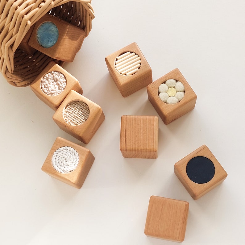 Montessori sensory blocks Wooden toys for toddlers Baby sensory toys First birthday gift Toddler montessori toys Wooden blocks image 7