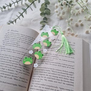 Acrylic Bookmark Bookmark Frog Bookmark Back to School School Bookmarks Bookclub Green Frog Bookmark Frog and Flowers