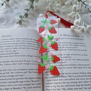 Acrylic Bookmark Strawberry Bookmark Back to School School Bookmark Bookclub Strawberries Bookmark Berry Bookmark Fruit Bookmark Cottagecore