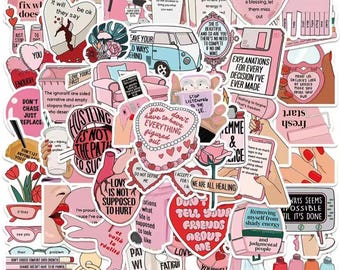 50 Pink Motivational Stickers | Aesthetic Inspirational Quote Stickers Pack | Cute Positive Stickers for Laptop, Journal, Scrapbook, Kindle