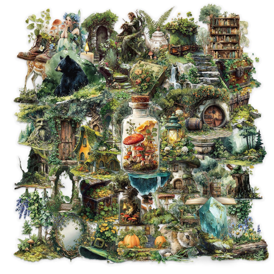 50PCS Enchanted Forest Stickers Woodland Cottagecore Fairy Journal ...