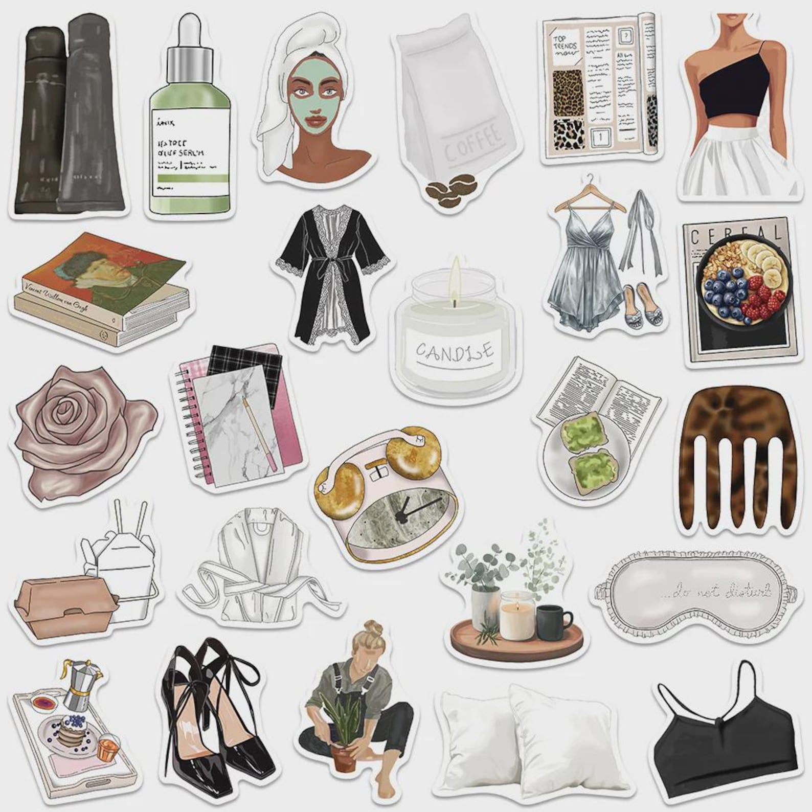 Clean Look Sticker 50PCS Clean Girl Stickers – Self Care, Skincare, Cozy & Fashion ...