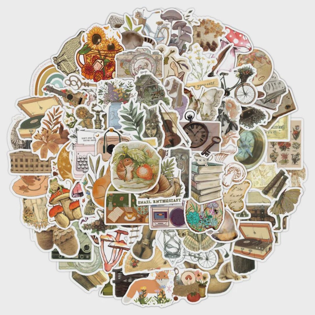 50 Vintage Aesthetic Stickers – Cottagecore Scrapbooking Ephemera - Etsy