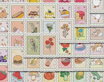 100PCS Vintage Stamp Stickers Floral Kawaii Journal Scrapbook Laptop Phone Decals