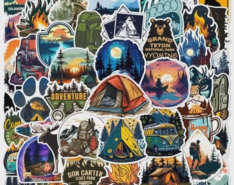 50PCS Camping Stickers – Adventure Waterproof Vinyl Set Outdoor Adventure
