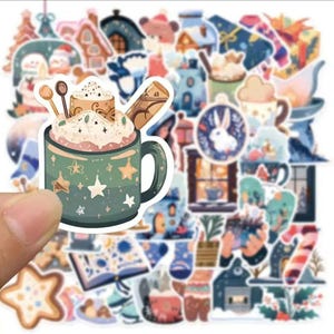 Winter Christmas Stickers: Cozy Holiday Scrapbook Planner Stickers