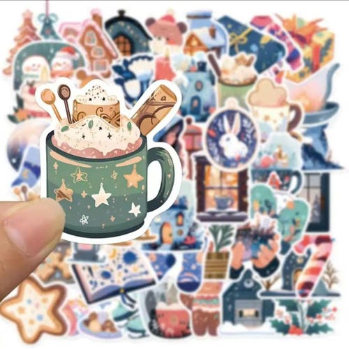 Winter Christmas Stickers: Cozy Holiday Scrapbook Planner Stickers